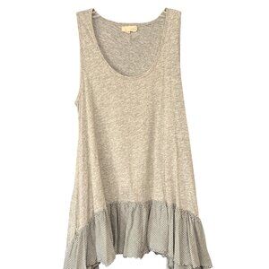 Gray Striped Ruffle Hem Sleeveless Mini Dress or Top S